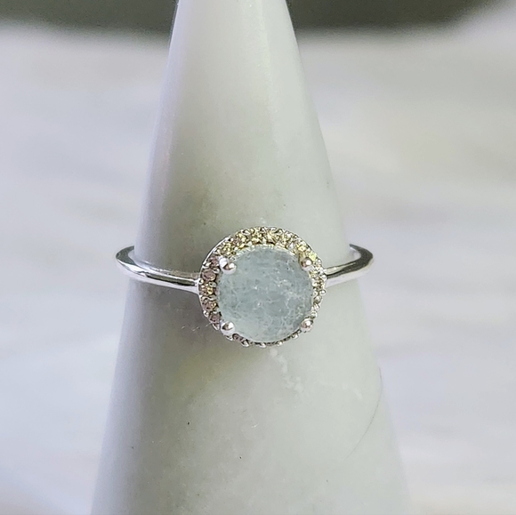 Bomb Party Jewelry - NWT Bomb Party Genuine Light Blue Quartz .925 Solid Sterling Silver Ring- Size 9